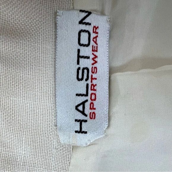 Vintage Halston Sportswear Linen Blazer Jacket Cream Size 10 - Picture 7 of 8